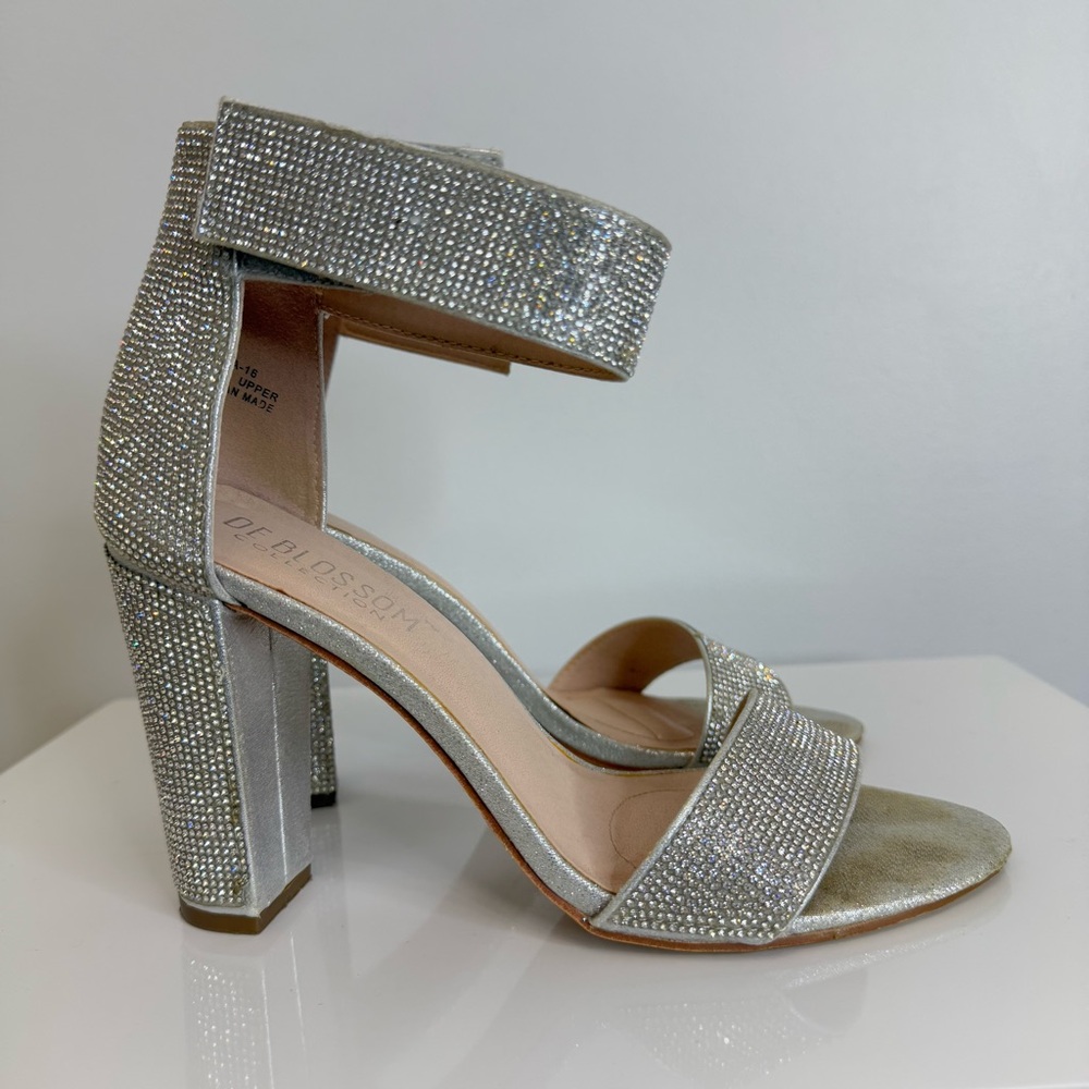 De Blossom Celina 16 Silver Sparkle Rhinestone Heel Women’s Sz 7.5 Prom wedding